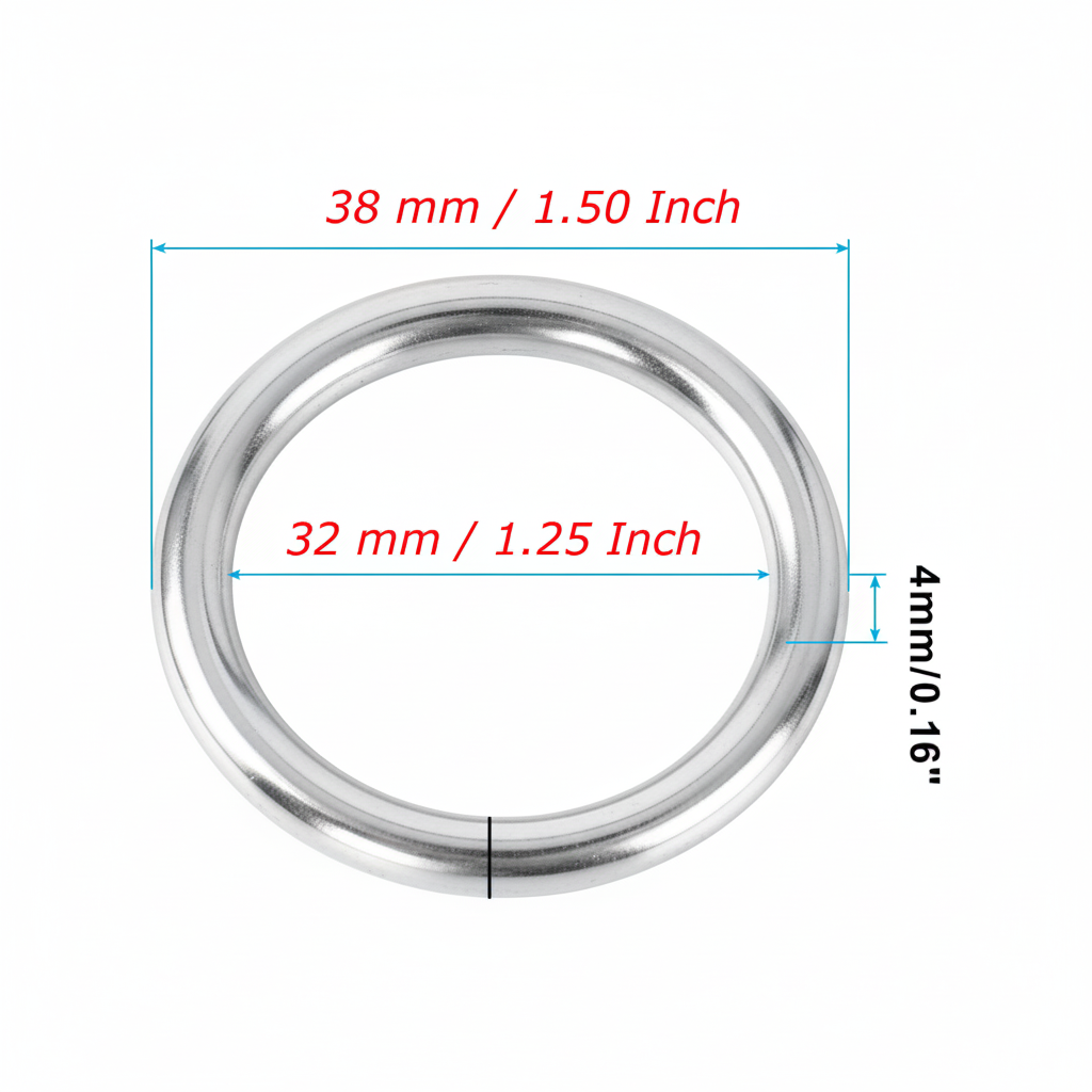 Nimida Metal Ring Silver Colour for Bag Handle, Parrots/Birds Cage, Craft and DIY Projects Unwelded Dia 1.5 inches