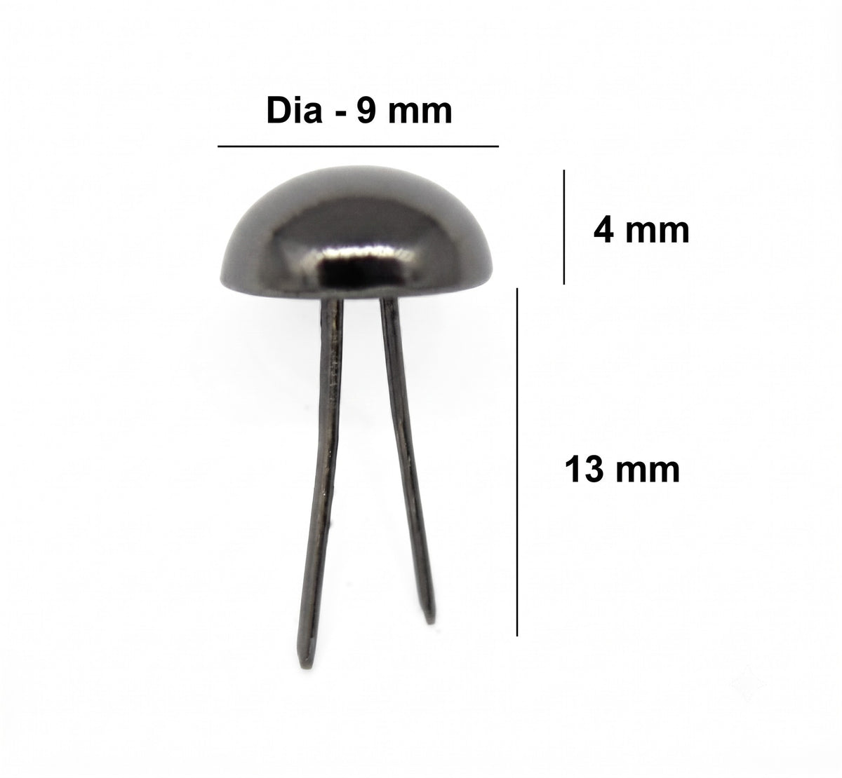 Nimida®  Metal Brad Pins/Split Pin/Rivet/Stud/Skull pins/Spikes/Paper Fastener for Scrapbooking, DIY, Leather Goods, Spikes | 9 mm | Gun Metal Black