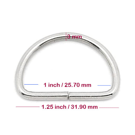 Nimida® D Rings Nickel Extra Strong 1.25" Inch (Good for 1 inch Strap) Buckles for Straps,Belts Bags, Un-Welded Connect Buckle for Leather Bags Garment Clothes Luggage, Purse, Dog Chain