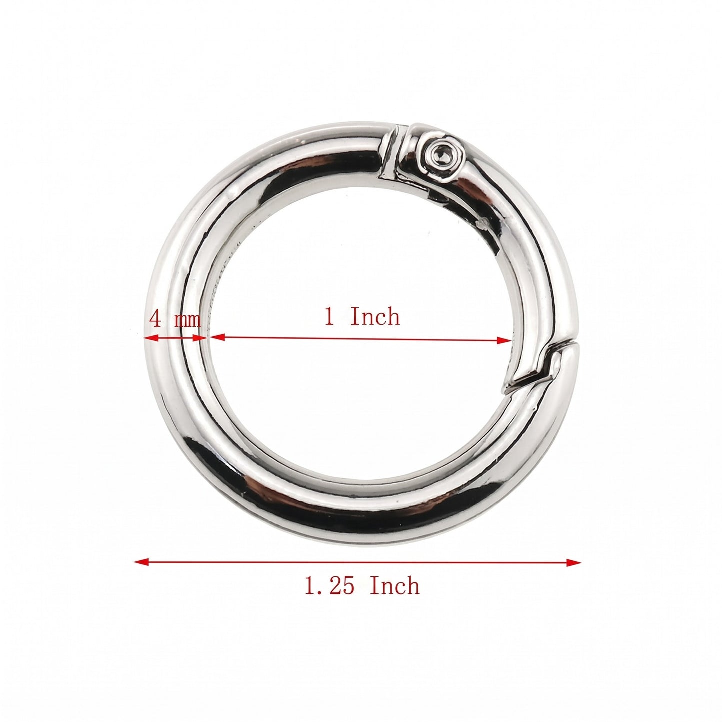 Nimida® Premium Spring Ring, Metal Gate Open O Ring, Openable Carabiner - Silver Colour