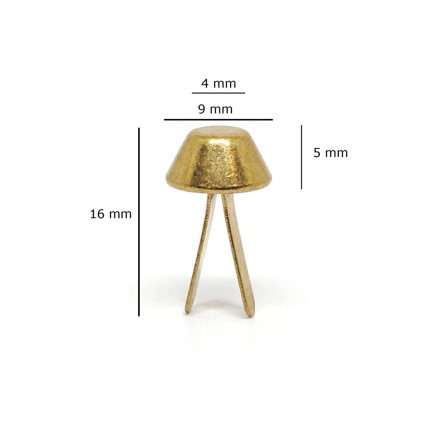 Nimida® Metal Flat Head Cone Type Brad Pins 9 mm / Split Pin / Rivet / Stud / Skull pins / Spikes/Paper Fastener for Scrapbooking, DIY, Leather Goods, | Golden Colour |