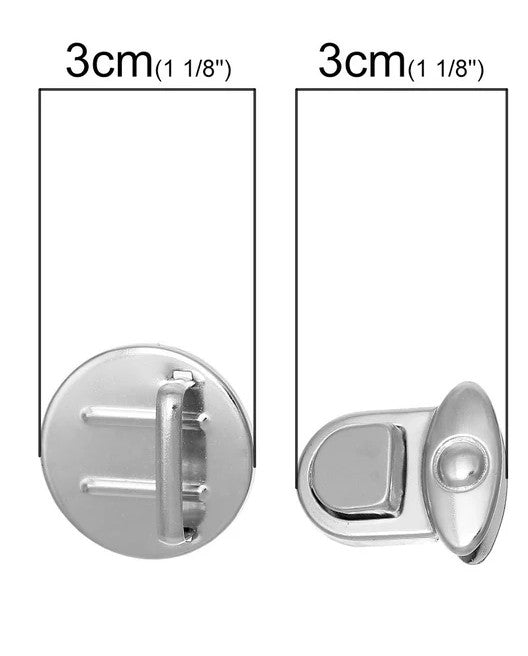 Nimida Purse Push Lock | Tuck Lock/Thumb Lock/Clasp/Closure for DIY Purses/Bags/Travel Bags/Handbags | Silver