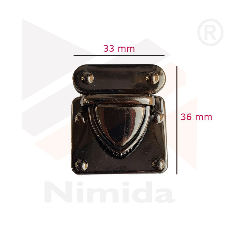 Nimida ® Purse Push Lock V Type | Gun Metal Colour | Tuck Lock/Thumb Lock/Clasp/Closure for DIY Purses/Bags/Travel Bags/Handbags