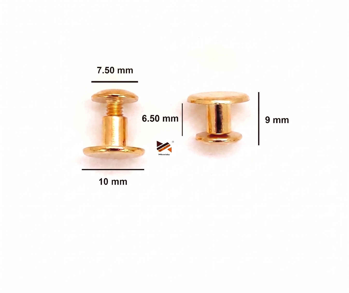 Nimida® Flat Headed Nickel Plated Belt Screw | 10 mm Head | Binding Screw Chicago Screw Rivet Stud - for Buckle Leather Craft Bag Belt Flat Headed Nickel Plated Belt Screw Binding Screw Chicago Screw Rivet Stud - for Buckle Leather Craft Bag Belt | Golden