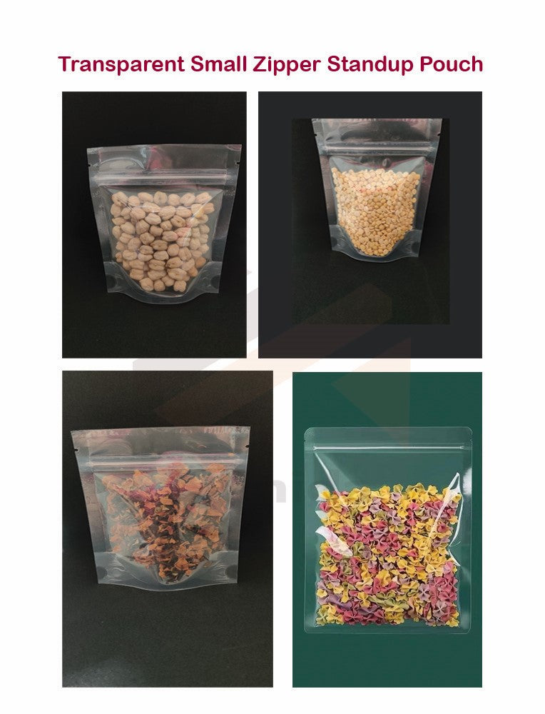 Nimida® Transparent Clear Standup Pouch with Zipper | Poly Bag | Zip Lock Bag | Food Grade for Sampling and Retail Packaging