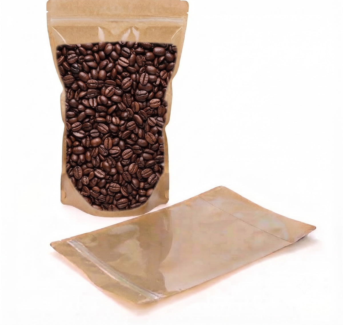 Nimida® Kraft Paper Biodegradable Stand up/Zipper pouch with one side clear window | Size 4” x 6” (100 mm x 150 mm) with tear notch Capacity approx. 100 gms