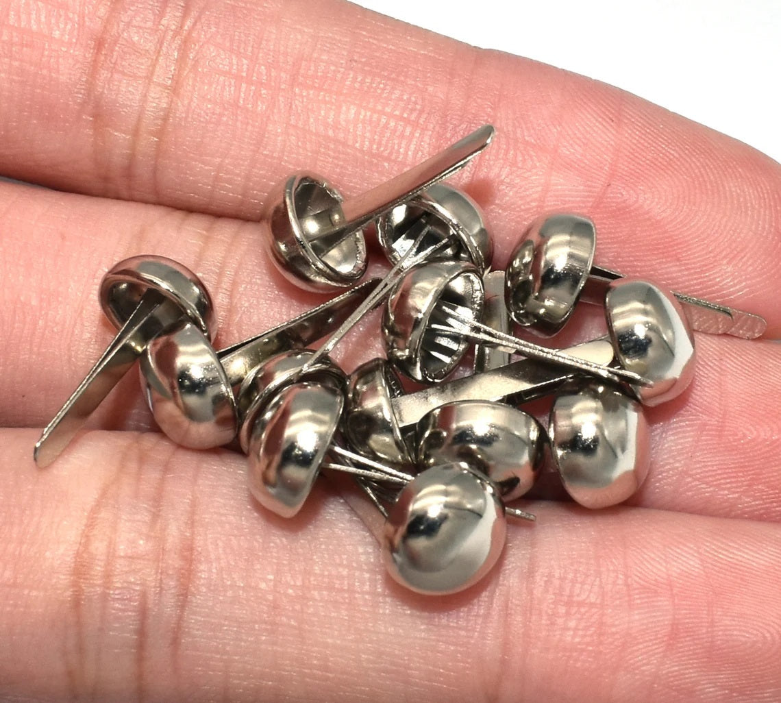 Nimida Metal Brad Pins/Split Pin/Rivet/Stud/Skull pins/Spikes/Paper Fastener for Scrapbooking, DIY, Leather Goods, Spikes | 12 mm | Medium Size | Shiny Steel/Silver Colour