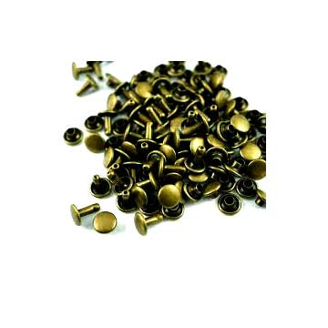 Nimida® Double Cap Rivets | Brass | Size-7 mm | Antique | for DIY Leather Craft